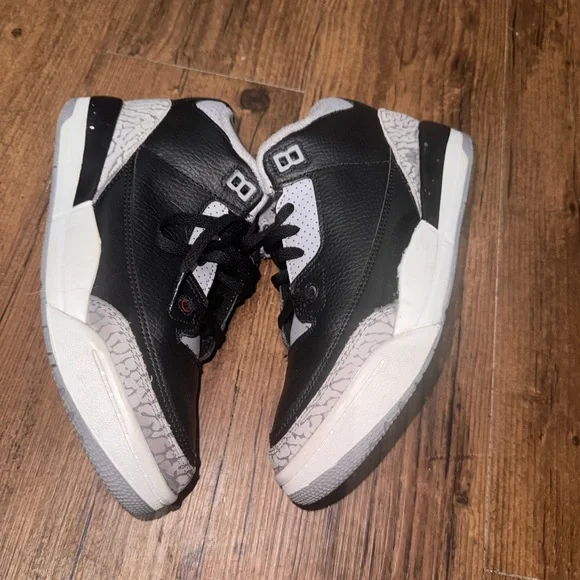 Jordan Kids Black and White Sneakers with Red Accents